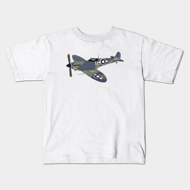 Supermarine Seafire Fighter Aircraft Kids T-Shirt by NorseTech